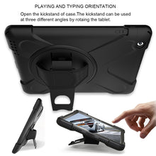 360 Degree Rotation Silicone + PC Case with Strap for iPad Pro 12.9 2018(Black)