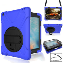 360 Degree Rotation Silicone + PC Case with Strap for iPad Pro 12.9 2018(Blue)
