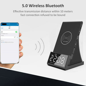 X7 Multifunctional Wireless Charging Bluetooth Speaker with Alarm Clock & Radio & Remote Control, Specification: UK Plug