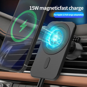 N16 10W Car Air Outlet + Suction Cup Magsafe Magnetic Wireless Charger Mobile Phone Holder For IPhone 12 Series(Orange)