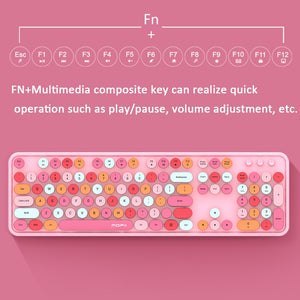 Mofii Sweet Wireless Keyboard And Mouse Set Girls Punk Keyboard Office Set, Colour: Pink Mixed Version
