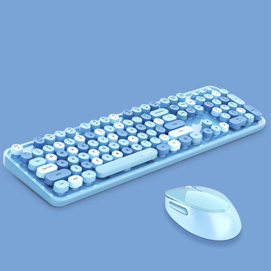 Mofii Sweet Wireless Keyboard And Mouse Set Girls Punk Keyboard Office Set, Colour: Blue Mixed Version