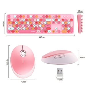 Mofii Sweet Wireless Keyboard And Mouse Set Girls Punk Keyboard Office Set, Colour: Milk Tea Mixed Color