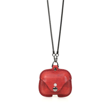 CONTACTS FAMILY CF1122A  AirPods Pro Leather Protective Case with Necklace for AirPods Pro(Red)