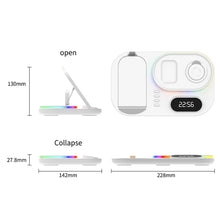 A06 3 in 1 Wireless Charger Fast Charging RGB Atmosphere Light with Clock For Smart Phone & iWatch & AirPods(White)