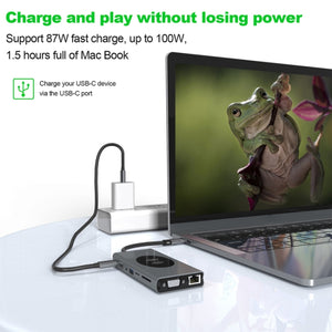 BX15W USB HUB Type-C Docking Station with Wireless Charge Function(15 in 1)