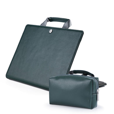 Book Style Laptop Protective Case Handbag For Macbook 16 inch(Ink Green + Power Bag)