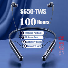 S650 HIFI Bluetooth Wireless Neckband Earphone Support TF Card(Black)