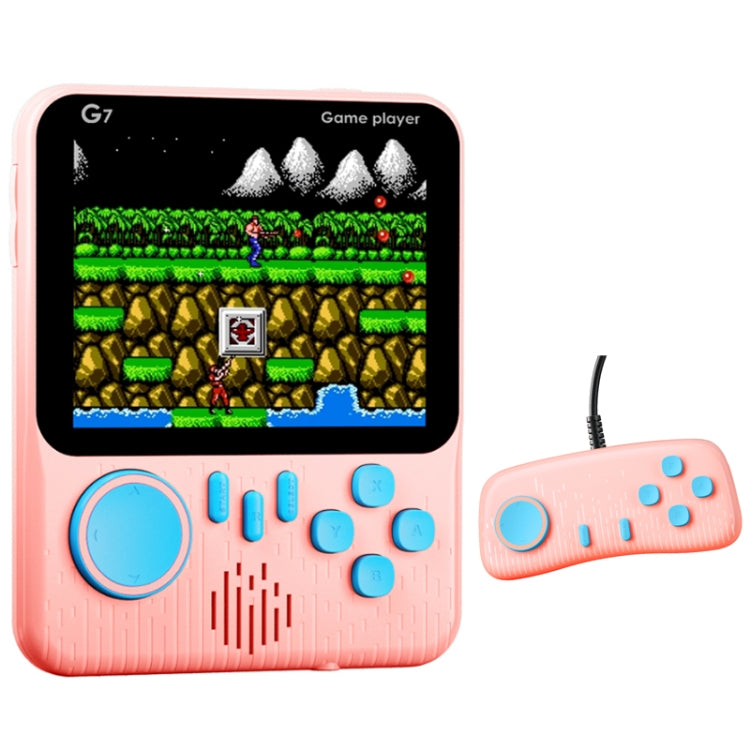 G7 3.5 inch Ultra-thin Handheld Game Console Built-in 666 Games, Style: Double (Pink)