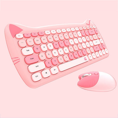 MOFii 2.4GHz 84 Keys Wireless Keyboard and Mouse Set(Pink)