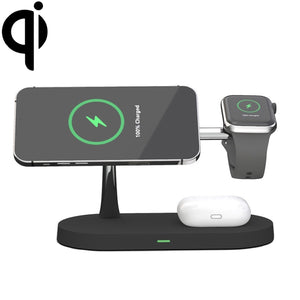 X452 3 in 1 Multifunctional 15W Wireless Charger with Night Light Function(Black)