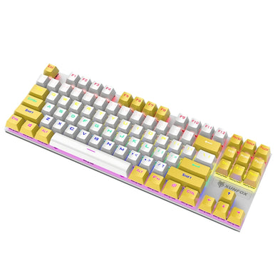 XUNFOX K80 87 Keys Wired Gaming Mechanical Illuminated Keyboard, Cable Length:1.5m(White Yellow)