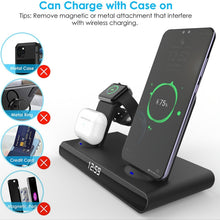 SY-011 15W Wireless Fast Charge Stand Clock Three-in-One Folding Wireless Charger(Black)