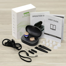Old People Voice Amplifier Sound Collector Hearing Aid(Skin Color Double Machine + Black Charging Bin)
