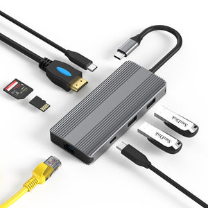 Blueendless 8K/30Hz Type-C To Gigabit Ethernet USB3.1 Docking Station(8 in 1)