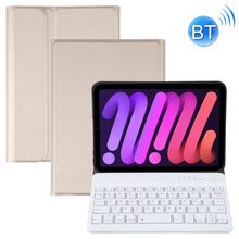 A06 Detachable Lambskin Texture Ultra-thin TPU Bluetooth Keyboard Leather Tablet Case with Stand For iPad mini 6 (Gold)