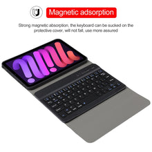 A06 Detachable Lambskin Texture Ultra-thin TPU Bluetooth Keyboard Leather Tablet Case with Stand For iPad mini 6 (Blue)