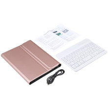 A06 Detachable Lambskin Texture Ultra-thin TPU Bluetooth Keyboard Leather Tablet Case with Stand For iPad mini 6 (Rose Gold)