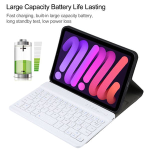 A06 Detachable Lambskin Texture Ultra-thin TPU Bluetooth Keyboard Leather Tablet Case with Stand For iPad mini 6 (Rose Gold)