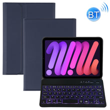 A06S Detachable Lambskin Texture Ultra-thin TPU Backlight Bluetooth Keyboard Leather Tablet Case with Stand For iPad mini 6 (Blue)