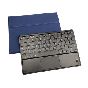 RK109C Detachable Magnetic Plastic Bluetooth Keyboard with Touchpad + Silk Pattern TPU Tablet Case for iPad Air 2020, with Pen Slot & Bracket(Blue)
