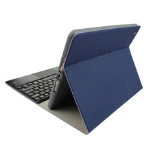 RK109C Detachable Magnetic Plastic Bluetooth Keyboard with Touchpad + Silk Pattern TPU Tablet Case for iPad Air 2020, with Pen Slot & Bracket(Blue)