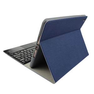 RK109C Detachable Magnetic Plastic Bluetooth Keyboard with Touchpad + Silk Pattern TPU Tablet Case for iPad Air 2020, with Pen Slot & Bracket(Blue)