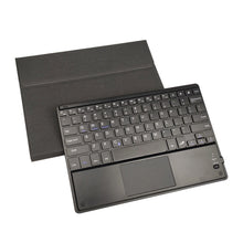 RK109C Detachable Magnetic Plastic Bluetooth Keyboard with Touchpad + Silk Pattern TPU Tablet Case for iPad Air 2020, with Pen Slot & Bracket(Black)