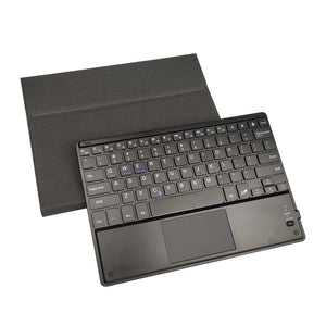 RK109C Detachable Magnetic Plastic Bluetooth Keyboard with Touchpad + Silk Pattern TPU Tablet Case for iPad Air 2020, with Pen Slot & Bracket(Black)