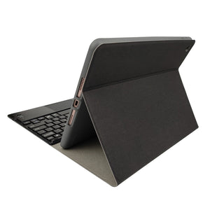RK109C Detachable Magnetic Plastic Bluetooth Keyboard with Touchpad + Silk Pattern TPU Tablet Case for iPad Air 2020, with Pen Slot & Bracket(Black)