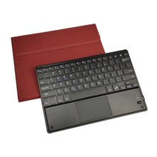 RK508C Detachable Magnetic Plastic Bluetooth Keyboard with Touchpad + Silk Pattern TPU Tablet Case for iPad 9.7 inch, with Pen Slot & Bracket(Red)