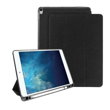 Mutural Exquisite Series Cloth Texture PU+TPU Leather Case for iPad Pro 10.5 inch, with 3-Fold Holder & Pen Slot & Sleep & Wake-up Function(Black)