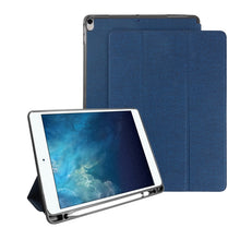 Mutural Exquisite Series Cloth Texture PU+TPU Leather Case for iPad Pro 10.5 inch, with 3-Fold Holder & Pen Slot & Sleep & Wake-up Function(Blue)