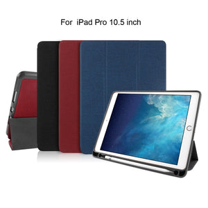 Mutural Exquisite Series Cloth Texture PU+TPU Leather Case for iPad Pro 10.5 inch, with 3-Fold Holder & Pen Slot & Sleep & Wake-up Function(Red)